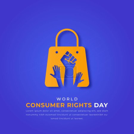 Téléchargez les illustrations : Journée mondiale des droits des consommateurs Style de coupe de papier Illustration vectorielle pour arrière-plan, affiche, bannière, publicité, carte de vœux - en licence libre de droit