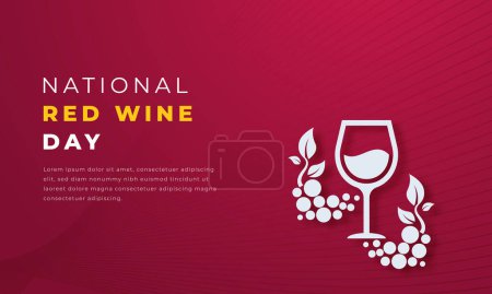 Día Nacional del Vino Tinto Estilo de corte de papel Ilustración de diseño vectorial para fondo, cartel, pancarta, publicidad, tarjeta de felicitación