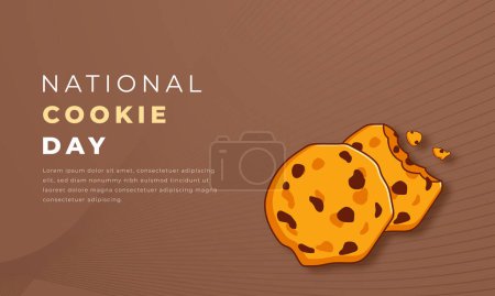 Téléchargez les illustrations : Illustration de conception vectorielle de style de coupe de papier de Journée nationale de cookie pour l'arrière-plan, l'affiche, la bannière, la publicité, la carte de voeux - en licence libre de droit