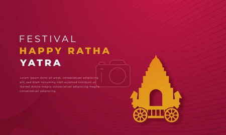 Téléchargez les illustrations : Happy Ratha Yatra Paper cut style Vector Design Illustration pour fond, Affiche, Bannière, Publicité, Carte de souhaits - en licence libre de droit