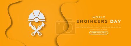 Welttag der Ingenieure im Papierschnitt Vektor Design Illustration für Hintergrund, Plakat, Banner, Werbung, Grußkarte
