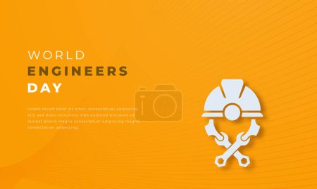 Welttag der Ingenieure im Papierschnitt Vektor Design Illustration für Hintergrund, Plakat, Banner, Werbung, Grußkarte