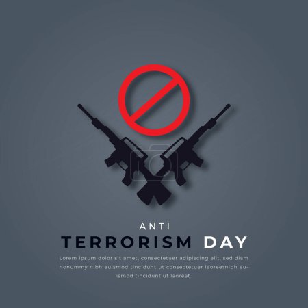 Illustration de conception vectorielle de style de coupe de papier de journée d'antiterrorisme pour l'arrière-plan, l'affiche, la bannière, la publicité, la carte de voeux