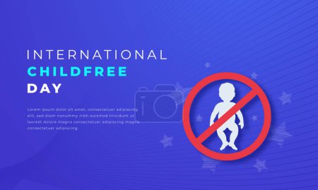 Ilustración de International Childfree Day Paper cut style Ilustración de diseño vectorial para fondo, póster, pancarta, publicidad, tarjeta de felicitación - Imagen libre de derechos