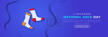 Día Nacional del Calcetín Estilo de corte de papel Ilustración de diseño vectorial para fondo, cartel, pancarta, publicidad, tarjeta de felicitación