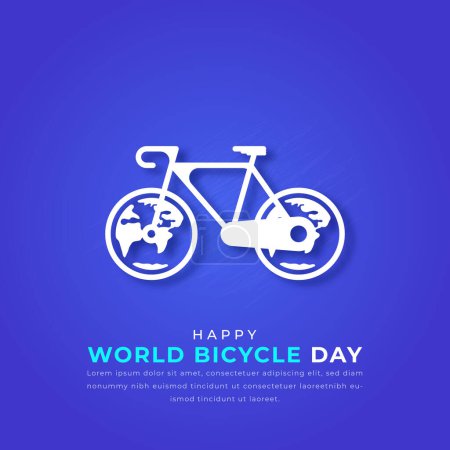 Illustration for World Bicycle Day Paper cut style Vector Design Illustration for Background, Poster, Banner, Advertising, Greeting Card - Royalty Free Image