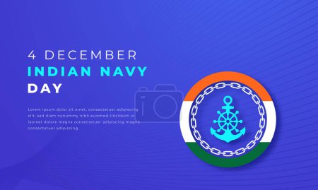 Illustration de conception vectorielle de style de coupe de papier de jour de marine indienne pour l'arrière-plan, l'affiche, la bannière, la publicité, la carte de voeux