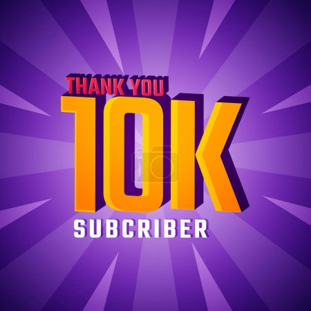 Thank You 10 K Subscribers Celebration Background Design. 10000 Subscribers Congratulation Post Social Media Template.