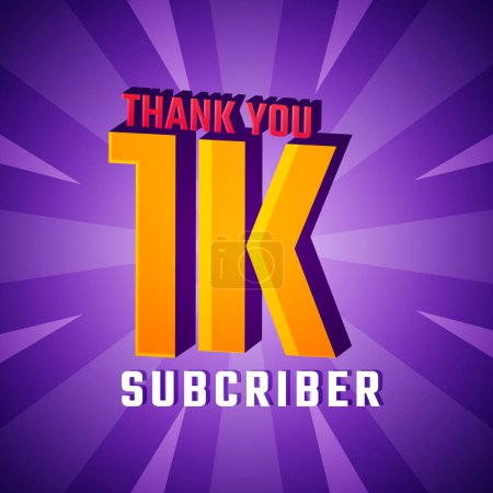 Thank You 1 K Subscribers Celebration Background Design. 1000 Subscribers Congratulation Post Social Media Template.