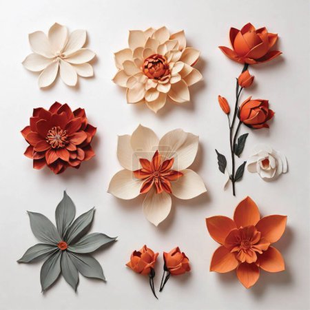 Téléchargez les photos : Ensemble de fleurs colorées sur fond blanc - en image libre de droit