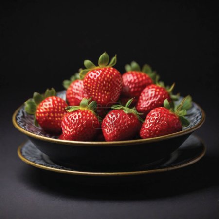 fraise fruit sur une assiette noir fond fraise isolé photographie