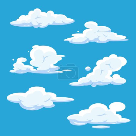 blue sky and clouds anime vector illustrator