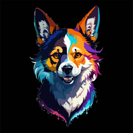 Illustration for Colorful corgi dog of different colors isolated in pop art style. cute dog vector illustration. wpap style - Royalty Free Image