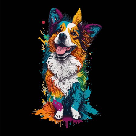 Illustration for Colorful corgi dog of different colors isolated in pop art style. cute dog vector illustration. wpap style - Royalty Free Image