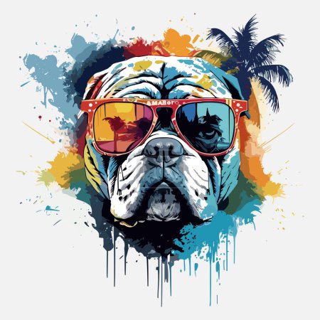 Illustration for American Bulldog Flat Icon Isolated On White  Background, Bulldog in pop art style. cute dog vector illustration. - Royalty Free Image
