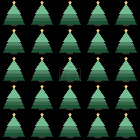 Photo for Christmas tree seamless pattern on black background. Vector illustration for your design - Royalty Free Image