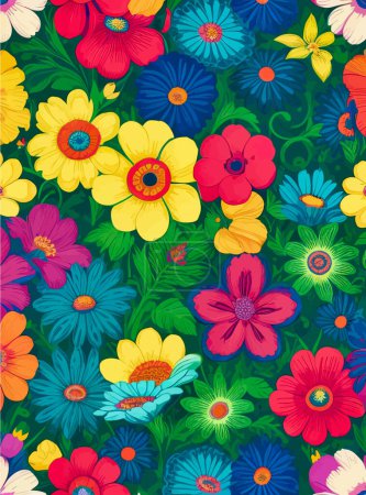 Illustration for The Colorful Meadow, Abstract Vector Background, is a vibrant and captivating design that features a picturesque meadow filled with an array of bright and lively colors. - Royalty Free Image