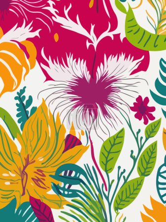 Illustration for Nature-inspired Abstract Vector design. Vector illustrations depicting flowers geometric shapes and wild blooms. - Royalty Free Image