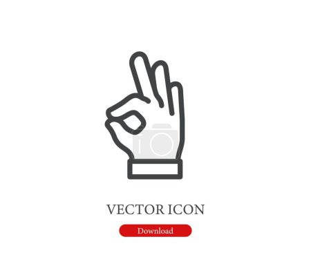Illustration for OK vector icon. Symbol in Line Art Style for Design, Presentation, Website or Apps Elements. OK symbol illustration. Pixel vector graphics. - Royalty Free Image