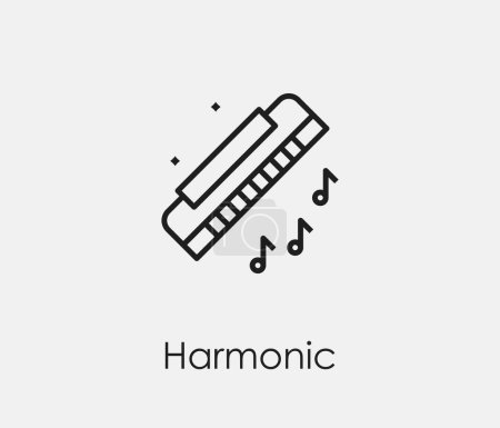 Illustration for Harmonica vector icon. Symbol in Line Art Style for Design, Presentation, Website or Mobile Apps Elements, Logo. Harmonica symbol illustration. Pixel vector graphics - Vector - Royalty Free Image