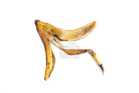 Téléchargez les photos : Écorce de banane sur fond blanc. Horizontal - en image libre de droit
