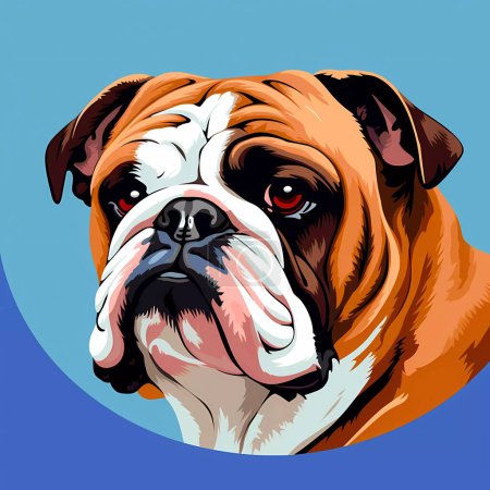 Illustration for Vector portrait of a bulldog dog on a minimalistic background. - Royalty Free Image