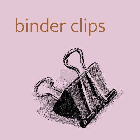Illustration for Binder clips drawing sketch - Royalty Free Image