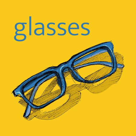 Illustration for Glasses drawing rough sketch - Royalty Free Image