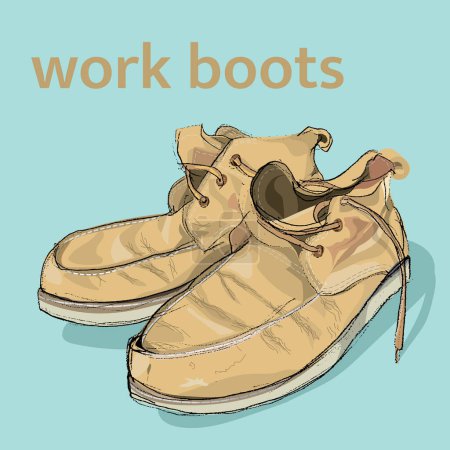 Illustration for Work boots drawing sketch pencil style - Royalty Free Image