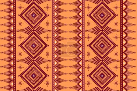 Geometrisches Ethnisches Muster, indianischer Stammesstoff, Fliese, Teppich, Vektor, Illustrationsdesign, auf marineblauem Hintergrund