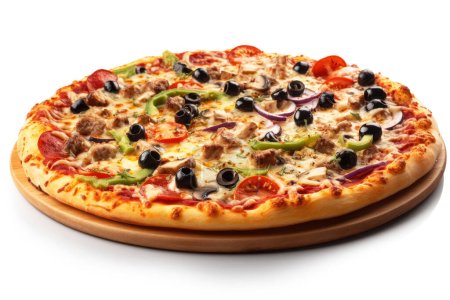 Foto de Pizza sobre fondo blanco aislado. Bueno para bloguero de alimentos, Vlog, contenido de alimentos en las redes sociales o publicidad. - Imagen libre de derechos
