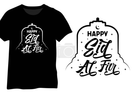 Téléchargez les illustrations : Happy Eid Al Fitr, Eid Moon Typographie Design vectoriel - en licence libre de droit