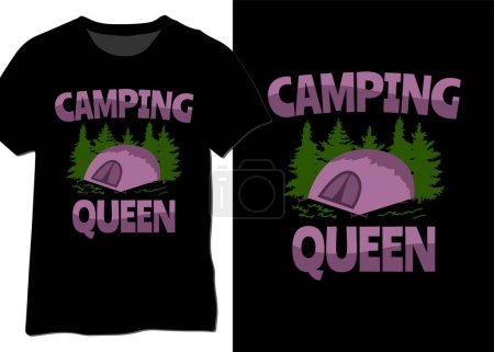 Téléchargez les photos : Camping Queen, Funny Girl Outdoor Design, Camping Vector Design - en image libre de droit