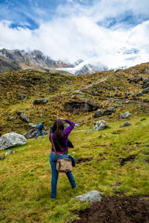 Photo for Tourists walking in the Nevado Huaytapallana. November 2014, Huancayo Peru - Royalty Free Image