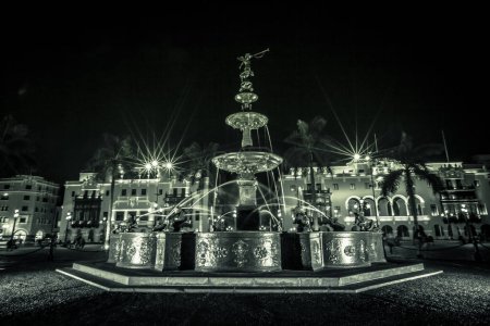 Photo for Pool and the Municipal Palace of Lima in the nigth time - Royalty Free Image