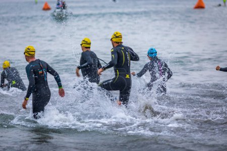 Photo for Athlete competing in the IRONMAN 70.3 LIMA, PERU - APRIL 23, 2023 - Royalty Free Image