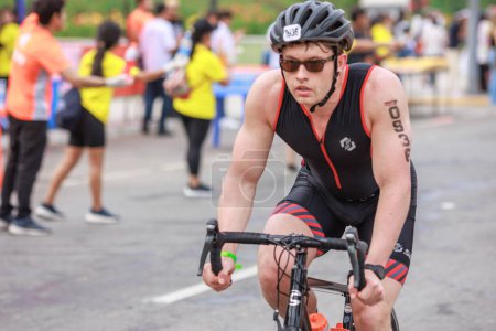 Photo for LIMA, PERU - APRIL 23, 2023 : Athlete competing in the IRONMAN 70.3 Peru - Royalty Free Image