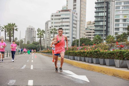 Photo for Lima, Peru - May 21, 2023: Athletes compete in the Lima Marathon 42K 2023 - Royalty Free Image