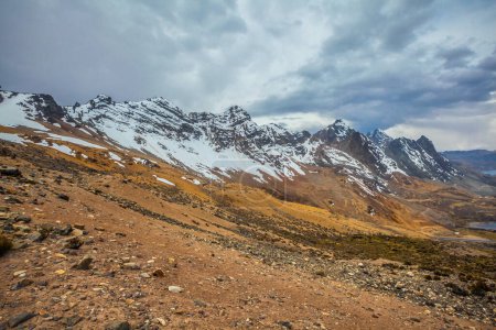 Photo for The Yuracochas are a chain of hills located in the Central Andes, ideal for hiking in Lima Peru, Beautiful view of the lake in the mountains. - Royalty Free Image