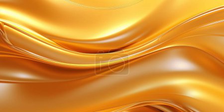 Photo for Golden fluid background. Liquid yellow metal wallpaper. Glamour swirl gold texture. 3d wavy flow abstraction - Royalty Free Image