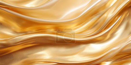 Foto de Fondo fluido dorado. Fondo de pantalla de metal amarillo líquido. Glamour remolino textura de oro. abstracción de flujo ondulado 3d - Imagen libre de derechos