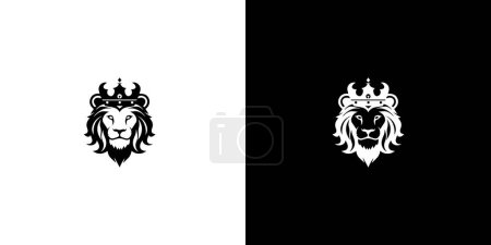 Royal king lion crown symbol. Elegant black Leo animal logotype. Premium luxury brand identity icon. Vector illustration design template