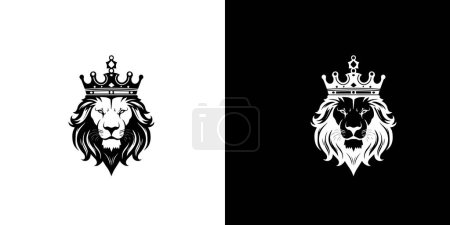Photo for Royal king lion crown symbol. Elegant black Leo animal logotype. Premium luxury brand identity icon. Vector illustration design template - Royalty Free Image
