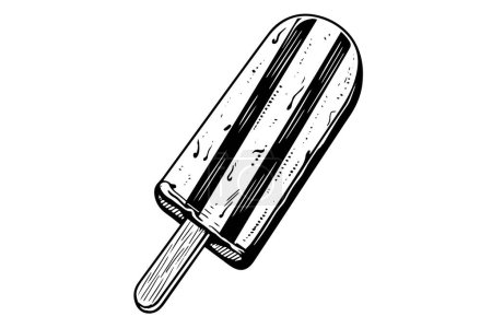 Photo for Ice cream on a stick. Ink hand drawn sketch engraved style vector illustration - Royalty Free Image