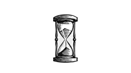 Photo for Sand watch glass engraving vector illustration. Hourglass hand drawing vintage style. Antique timer. Ink sketch isolated on white background - Royalty Free Image