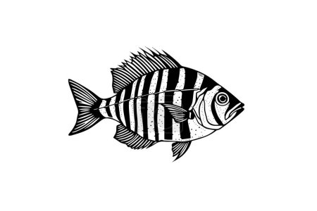 Illustration for Perch hand drawn engraving fish isolated on white background. Vector sketch illustration - Royalty Free Image
