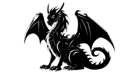 Photo for Graphic silhouette of black dragon isolated on white background. Vector illustration - Royalty Free Image