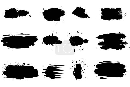 Photo for Vector eroded paintbrush set, brush strokes templates. Grunge design elements for social media. Rectangle text boxes or speech bubbles. Dirty distress texture background - Royalty Free Image