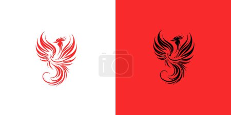 Photo for Abstract red and black phoenix logo design template on white and red background . Vector Illustration logotype - Royalty Free Image