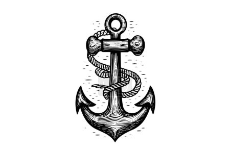 Photo for Ship sea anchor and rope in vintage engraving style. Sketch hand drawn vector illustration - Royalty Free Image